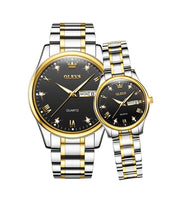 Olevs 5563 Couple Watch tow tone chain