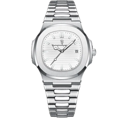 Classic Stainless Steel Square Men Wristwatches Quartz Date Poedagar Watch for Men Reloj Poedagar