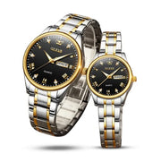 Olevs 5563 Couple Watch tow tone chain