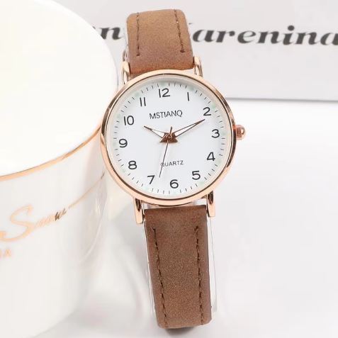 Luminous Watch Fashion Simple Retro Ladies Watch Small Round Leather Frosted Surface Watch for Women