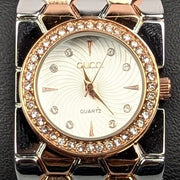 Elegant Multti Ladies Quartz Watch with Crystal Bezel – Premium Bracelet Design (White Dial)