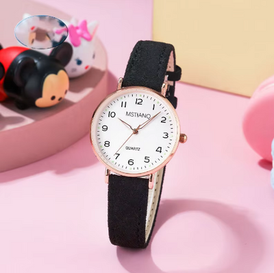 Luminous Watch Fashion Simple Retro Ladies Watch Small Round Leather Frosted Surface Watch for Women