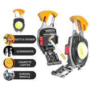 6 In 1 Multifunctional Rechargeable Keychain Survival Light with Lighter