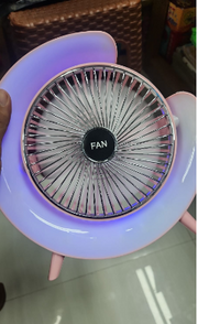Portable USB Rechargeable Mini Desktop/Table Fan - Rainbow LED Quiet Cooling Fan for Home Office Travel & Indoor Outdoor Use
