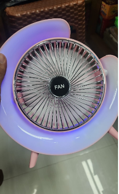 Portable USB Rechargeable Mini Desktop/Table Fan - Rainbow LED Quiet Cooling Fan for Home Office Travel & Indoor Outdoor Use